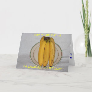 REMERCIEMENTS BANANES À PROPOS DE VOUS CARTE D'ANNIVERSAIRE