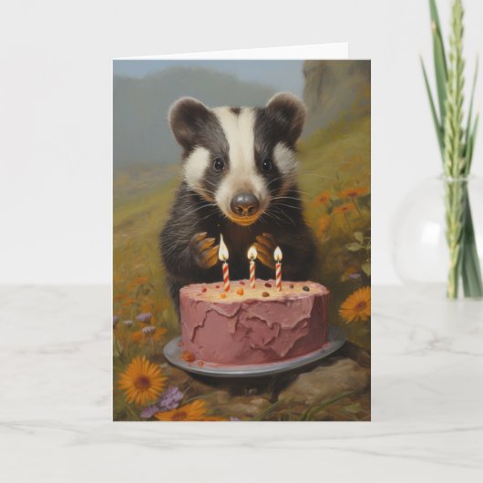 Remerciements Bébé Badger avec carte de gâteau d'anniversaire (Devant)