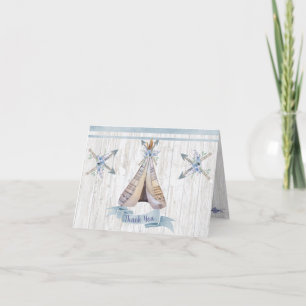 Remerciements Bébé Bleu Douche Boho Chic Teepee