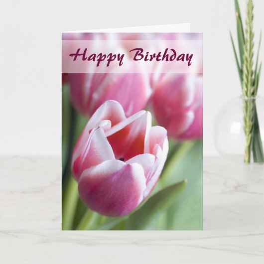 Remerciements Belle carte d'anniversaire de la tulipe rose (Devant)