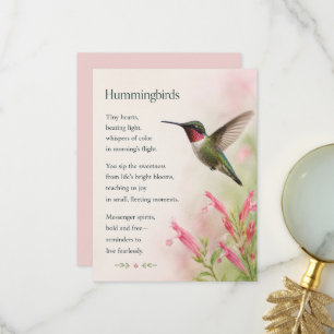 Remerciements Belle carte de vœux florale colibri