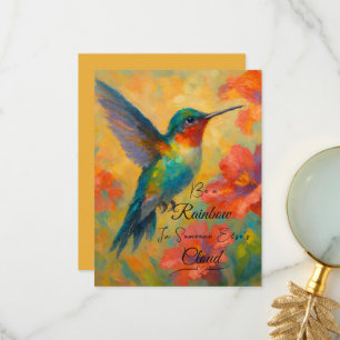 Remerciements Belle carte de vœux florale de colibri