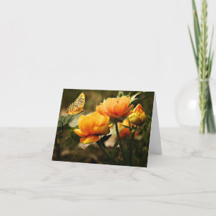 Remerciements Belles pivoines et carte de voeux papillon