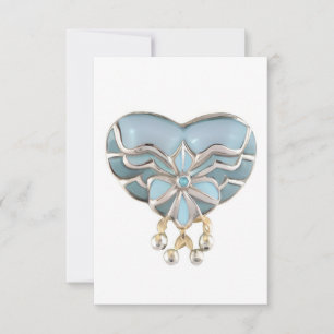 Remerciements Bijou coeur d'or d'argent Aquamarine carte de reme