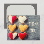 Remerciements Biscuits en forme de coeur sur le carte de (Devant / Derrière)