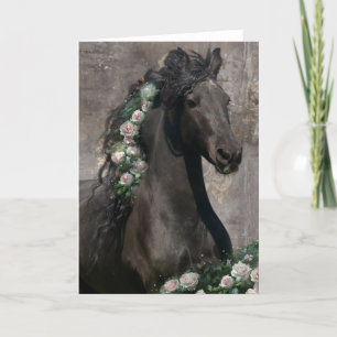 Remerciements Black Beauty Friesian Horse - Carte de voeux