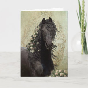 Remerciements Black Beauty Friesian Horse - Carte de voeux