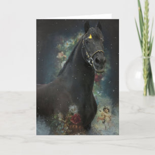 Remerciements Black Beauty Friesian Horse - Carte de voeux