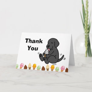 Remerciements Black Labrador Licking Ice Creme Carte de remercie
