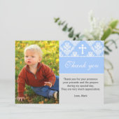 Remerciements Bleu fait sur commande de carte photo de note de (Debout devant)