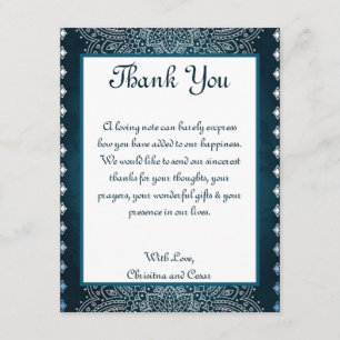Remerciements bleu profondément marocain PLAT du carte de