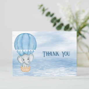 Remerciements Blue Elephant Hot Air Balloon Carte de remerciemen