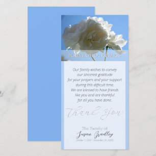 Remerciements Blue Sky White Roses Sympathie Carte de remercieme