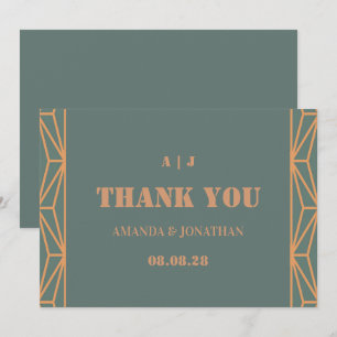 Remerciements Blue Terracotta Monogram Mariage Carte de remercie