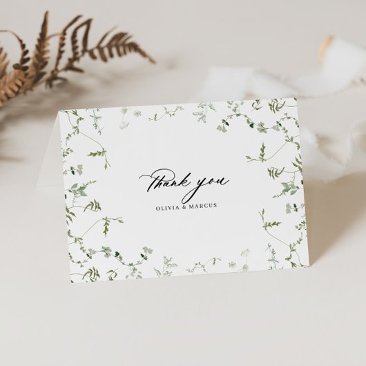 Remerciements Boho Elegant Mariage Botanique Plier Carte de reme