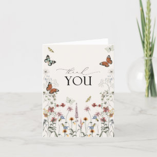 Remerciements Boho Fleur sauvage Rustic Butterfly Carte de remer