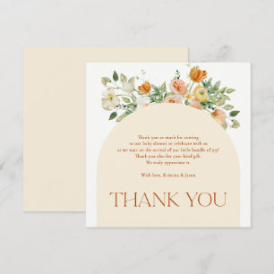 Remerciements Boho Flowers Girl Baby shower Carte de remerciemen