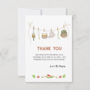 Remerciements Boho Little Chef Baby shower Carte de remerciement