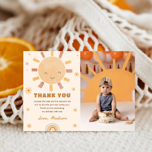 Remerciements Boho Little Sunshine Anniversaire Photo Carte de r