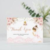 Remerciements Boho Pampas Première Communion Carte de remercieme (Debout devant)