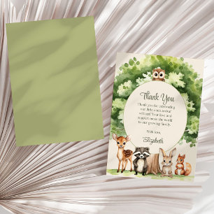 Remerciements Boho Woodland Animaux Baby shower Carte de remerci