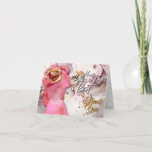 Remerciements Bonne carte de jour de la mère - Fleur rose (Devant)