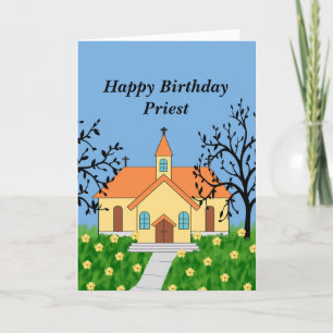 Remerciements Bonne carte de prêtre anniversaire avec l'église i