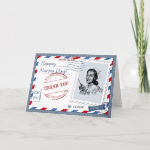 Remerciements Bonne Journée des infirmières. Carte de voeux Retr