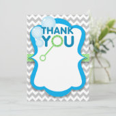 Remerciements Boule d'anniversaire Pop bleu et vert Carte de rem (Debout devant)