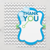 Remerciements Boule d'anniversaire Pop bleu et vert Carte de rem (Devant / Derrière)