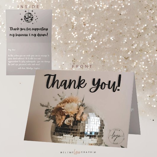 Remerciements Boule Disco | Boho Florals | Carte de remerciement