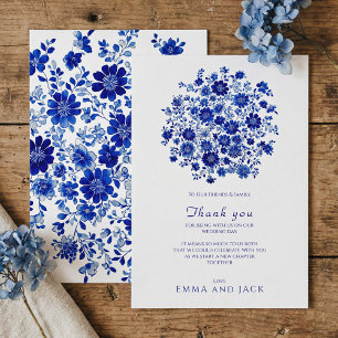 Remerciements Bouquet de fleurs bleu poussiéreux Carte de remerc