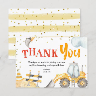 Remerciements Boy Construction Camion Jaune Carte de remerciemen
