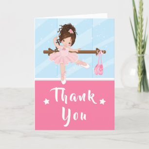 Remerciements Brown cheveux Ballerina rose Anniversaire Carte de