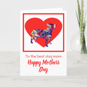 Remerciements Bull Terrier Chien Red Heart Carte de fête des mèr