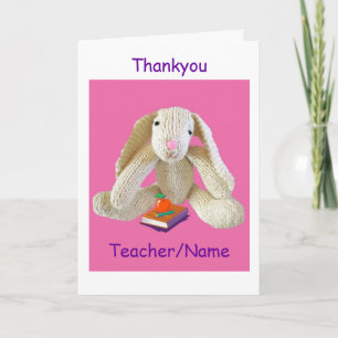 Remerciements Bunny RabbiEnseignant Thankyou Carte de fils fille