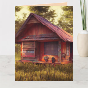 REMERCIEMENTS CABINE ART TINY HOUSE CARTE DE SALUT D'ANNIVERSAIR