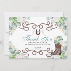 Remerciements Cactus Western Horse Quinceanera Carte de remercie