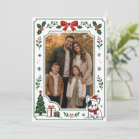Cadre de photo de carte de Noël de Bouledogue Fran