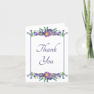 Remerciements Cadre floral violet carte de remerciement