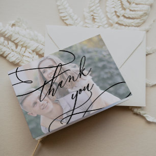 Remerciements Calligraphie romantique Mariage photo Carte de rem