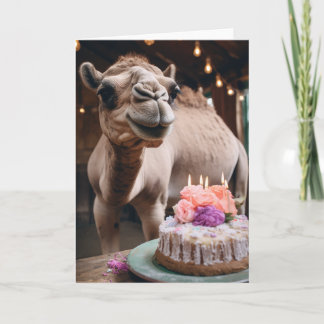 Remerciements Camel avec carte de gâteau d'anniversaire