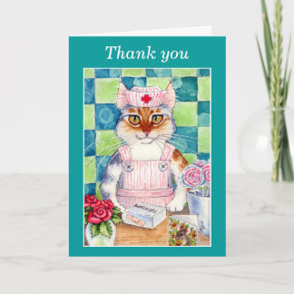 Remerciements Candy striper infirmière cat Carte de remerciement
