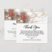 Remerciements Cardinal dans l'arbre CARRÉ funéraire Carte de rem (Devant / Derrière)