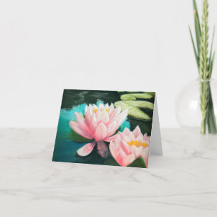 Remerciements carte à fleurs de lotte rose
