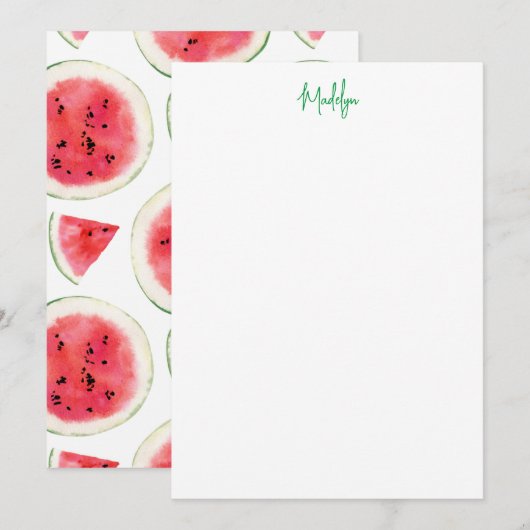 Remerciements Carte à notes plats de pastèque (Devant / Derrière)