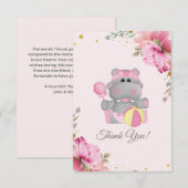 Remerciements Carte à plat de Baby shower Hippo (Devant / Derrière)