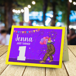 Remerciements Carte anniversaire de enfant Bigfoot mignonne pers
