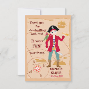 Remerciements Carte au trésor de garçon pirate Fête d'anniversai