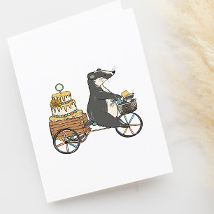 Remerciements Carte blanche de dessin de vélo Badger Birthday